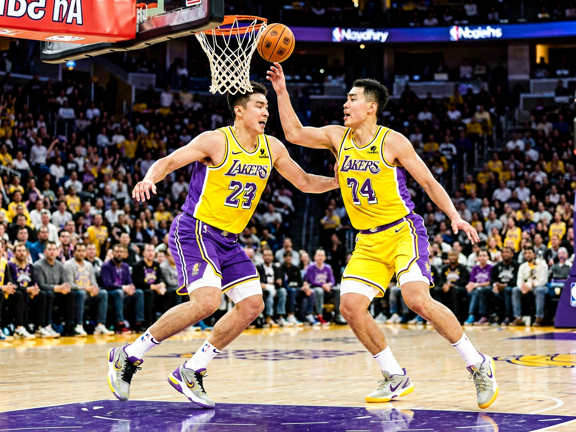 NBA比赛现场，球员激烈对抗